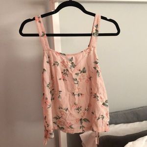 pink floral hollister cropped tank